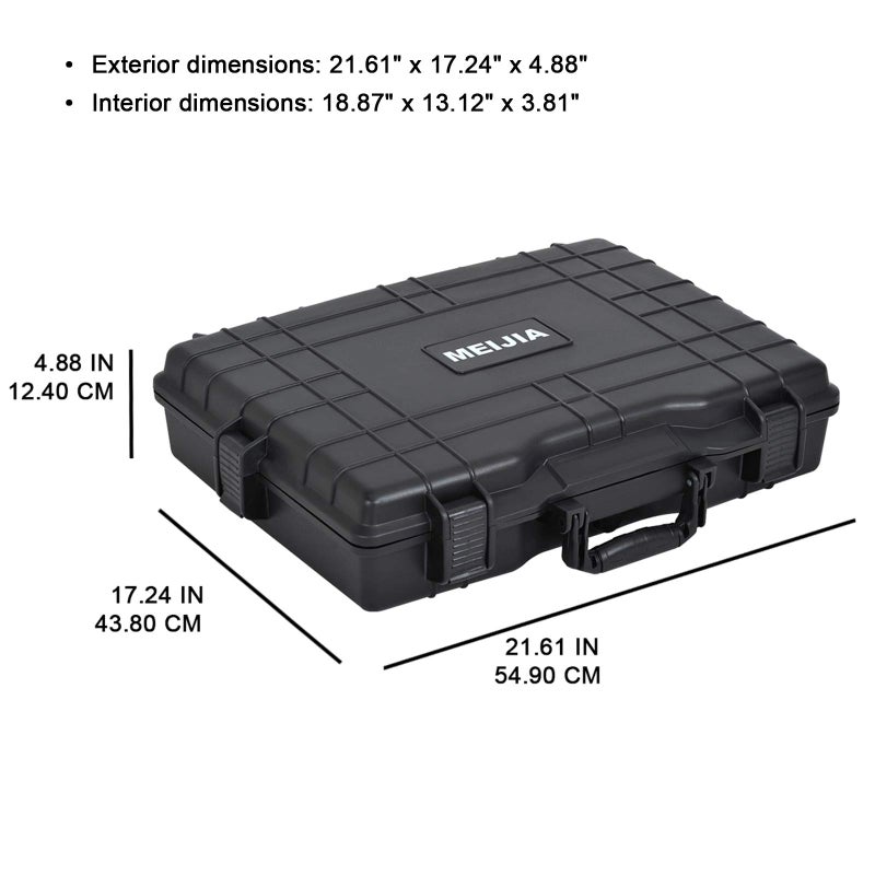 MEIJIA Waterproof Hard Camera Case,Hard Laptop Case,Hard Case with Customized Fit Foam Included, Elegant Black,Fit for computers,camera,lens (21.62"X17.25"X4.87") - Image 3